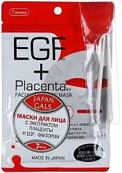 Маски для лица с плацентой и EGF фактором Facial Essential 7 шт JAPONICA JAPAN GALS 